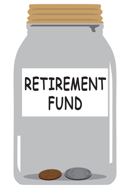 Un bocal en verre pour un fonds de retraite ne contient que six cents - Vecteur, image