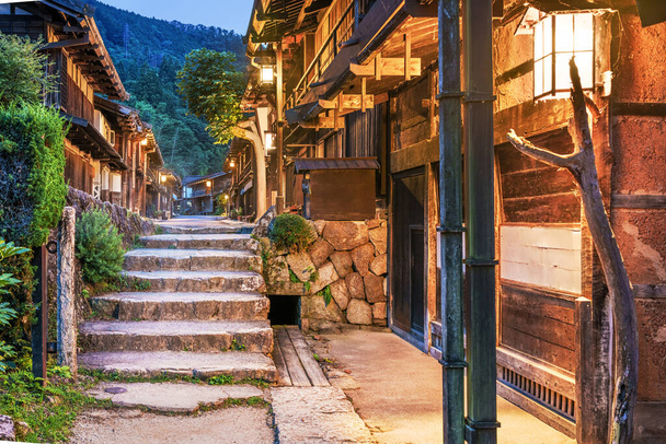 Tsumago, Japón tradicional ciudad histórica post a lo largo del Nakasendo. - Foto, imagen