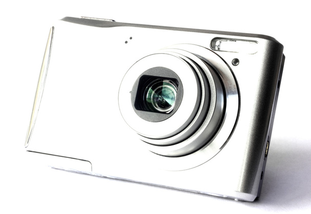 Cyfrowy aparat fotograficzny na białym tle - Zdjęcie, obraz