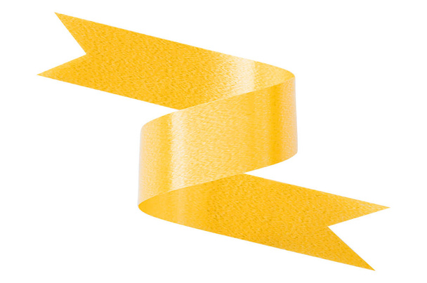 żółty prezent łuk wstążka izolowane na białym tle - Zdjęcie, obraz