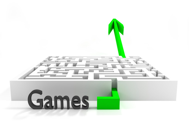 green arrow passing white maze games - Photo, Image