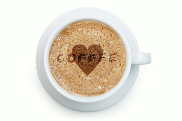 Csésze kávé szíve habzik a latte - Fotó, kép