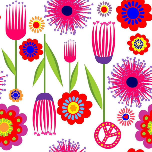 Funny wallpaper with abstract flowers - Vector, Image