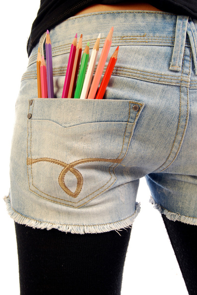 Tasca jeans con matite colorate
 - Foto, immagini