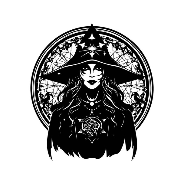 witch of prophecy, vintage hand drawn illustration - Vector, Image