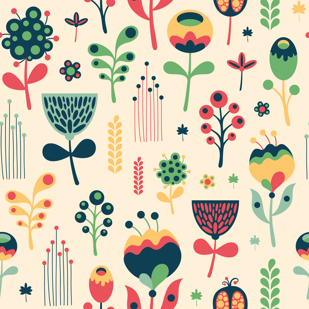Colorful floral seamless pattern on light background. - Vetor, Imagem