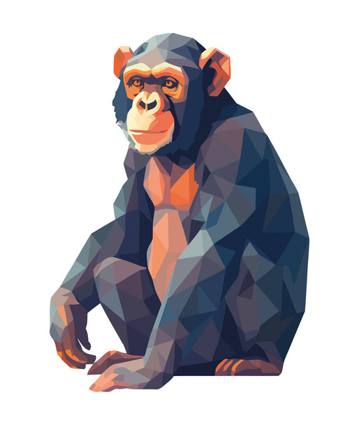 隔離された熱帯雨林の背景アイコンに座っているかわいい猿 - ベクター画像