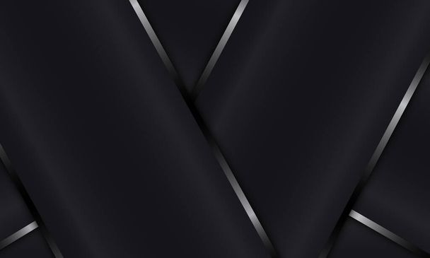 Schwarzer Hintergrund mit silbernen Linien elegantes Design - Vektor, Bild