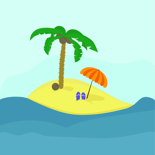 Tropic island and coconut tree - Vector, Image