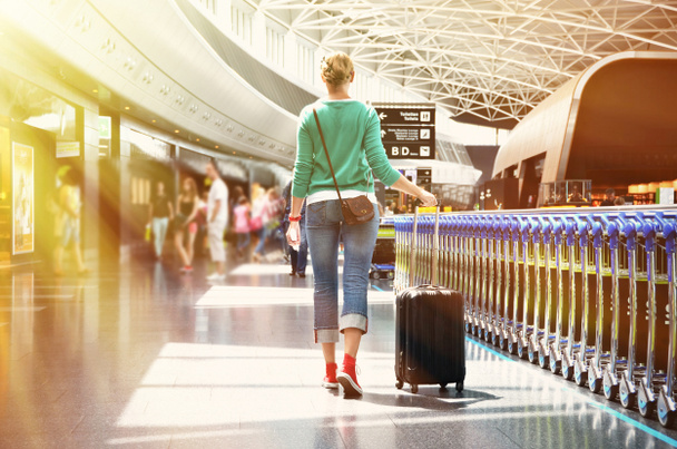 Travel Girl in the airport - Photo, Image