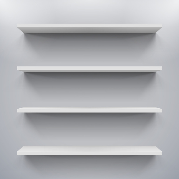 Gorizontal white bookshelves - Вектор, зображення