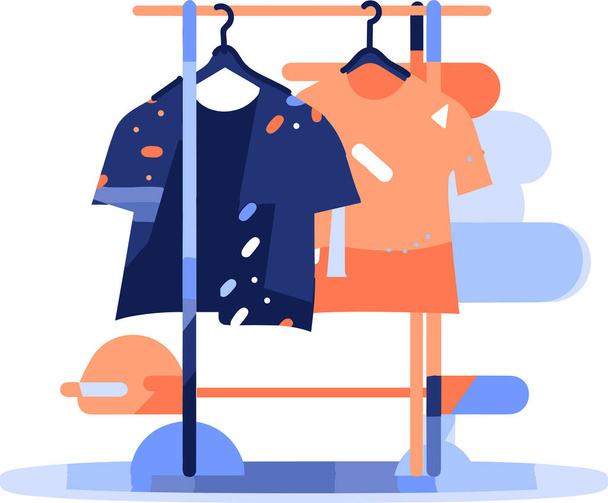 UX UIフラットスタイルの衣料品店とコートラック - ベクター画像