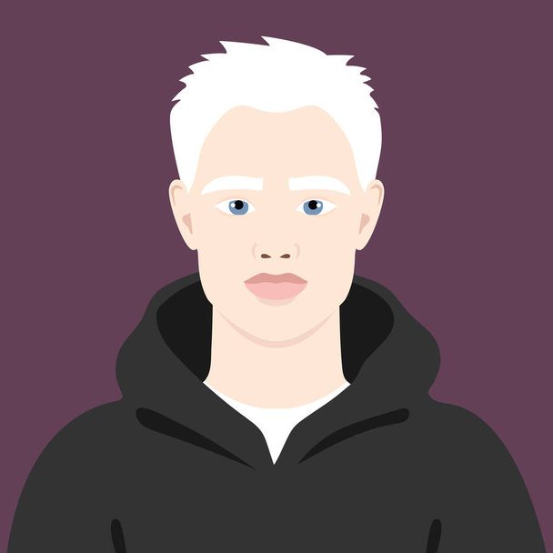 Portrait d'homme albinos. Avatar d'un jeune homme albinique. Apparence génétique rare. Illustration vectorielle - Vecteur, image