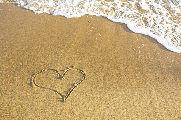 Heart drawn on  sand - Photo, Image