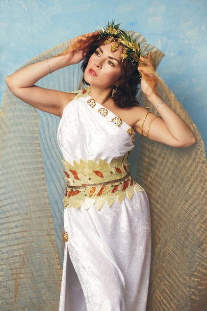 Beautiful woman wearing costume of greek goddess - Photo, image