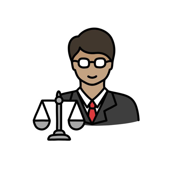 адвокат каракулі значок, векторна кольорова ілюстрація - Вектор, зображення