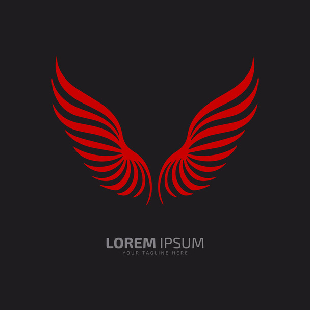 логотип крыльев, значок крыльев, вектор крыльев, силуэт крыльев изолирован на черном фоне - Вектор,изображение