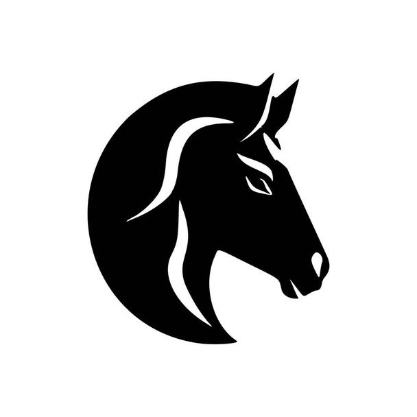 A basic horse drawing with minimal details, using only black and white colors. Vector Illustration. - Vector, Image