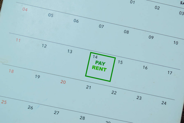 Concetto di promemoria Pay Rent scrivere sul calendario - Foto, immagini