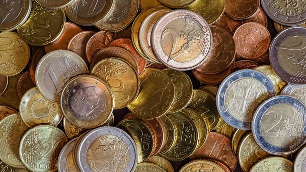 много монет евро полезно в качестве фона - Фото, изображение