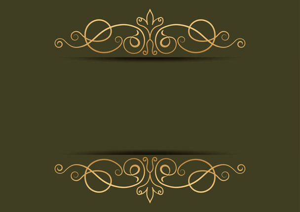 ornamento divisor de oro abstracto sobre fondo verde, plantillas de diseño vectorial para papel pintado, folleto, banner web, invitación, póster. - Vector, Imagen