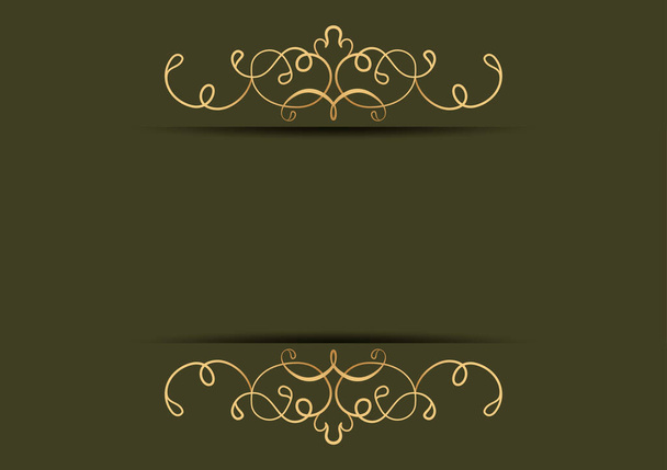 ornamento divisor de oro abstracto sobre fondo verde, plantillas de diseño vectorial para papel pintado, folleto, banner web, invitación, póster. - Vector, Imagen