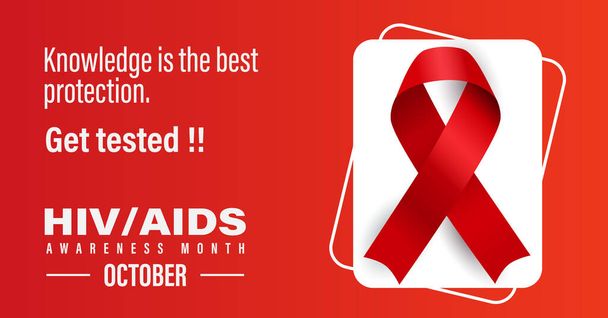 HIV AIDS Awareness Month. Get tested. Observed in October. Web banner. - Vector, Image