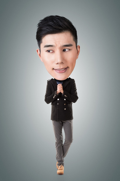 Vicces ázsiai nagy fej ember - Fotó, kép