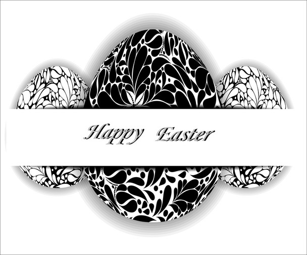 Huevos de Pascua con patrón floral blanco y negro
. - Vector, Imagen