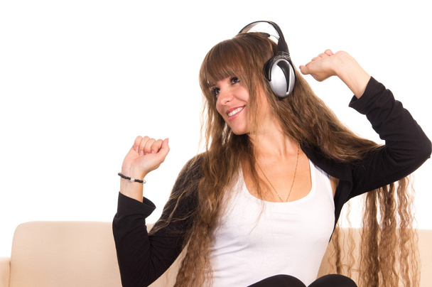 Girl and headphones - Foto, imagen