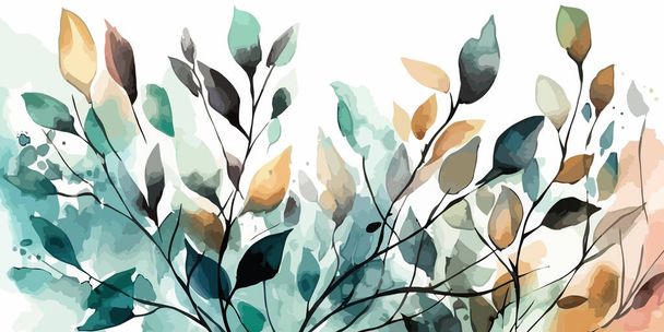 Az akvarell hátteret hagy. Kreatív trópusi növények háttere. Dzsungelnövények. Vektorillusztráció. - Vektor, kép