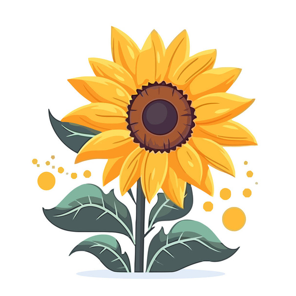 Sunflower flower. Sunflower flower image isolated. Cute sunflower drawing in flat design. Vector illustration - Vector, Image
