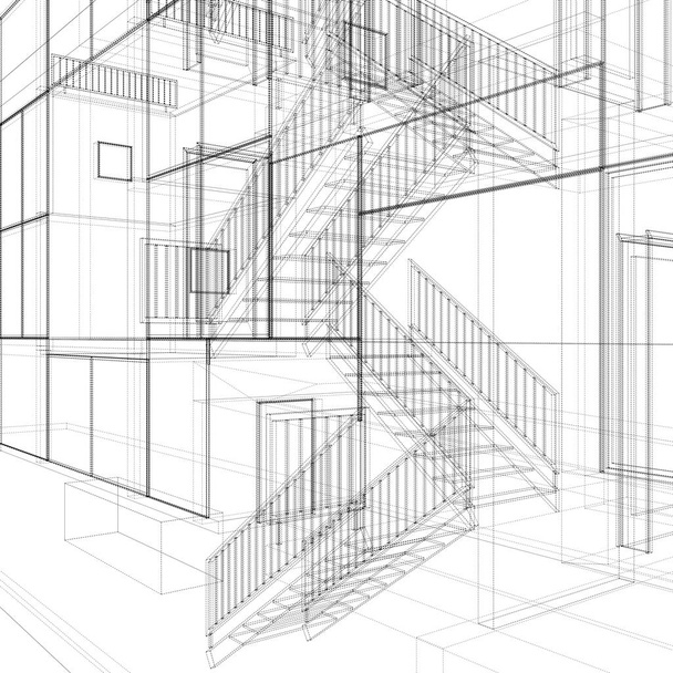 抽象的な階段ベクトル。 現代の階段。 ホワイトバックグラウンドでイラスト化. A階段のベクターイラスト. - ベクター画像