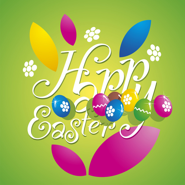 Easter flower color eggs green background - ベクター画像