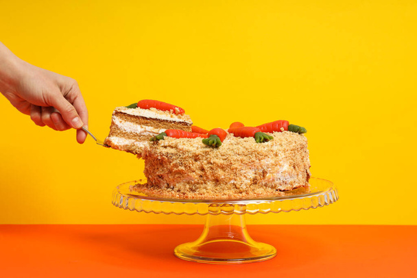 Lekker en heerlijk food concept - worteltaart - Foto, afbeelding