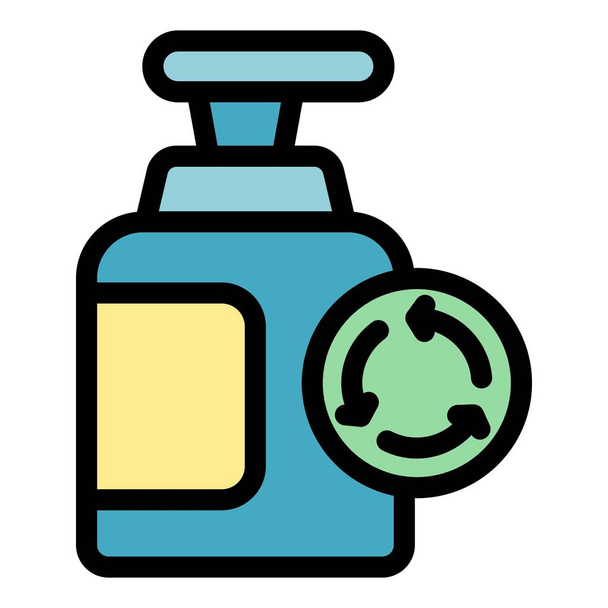 Chemical dispenser reuse icon outline vector. Plastic paper. Waste recycling color flat - Vector, afbeelding