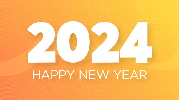 2024 Šťastný nový rok pozadí. Moderní pozdrav banner šablony s bílými 2024 Nový rok čísla na oranžové abstraktní pozadí s řádky. Vektorová ilustrace - Vektor, obrázek