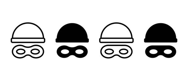 Conjunto de ícones vetoriais de máscara de ladrão. Esboço símbolo de máscara ladrão - Vetor, Imagem