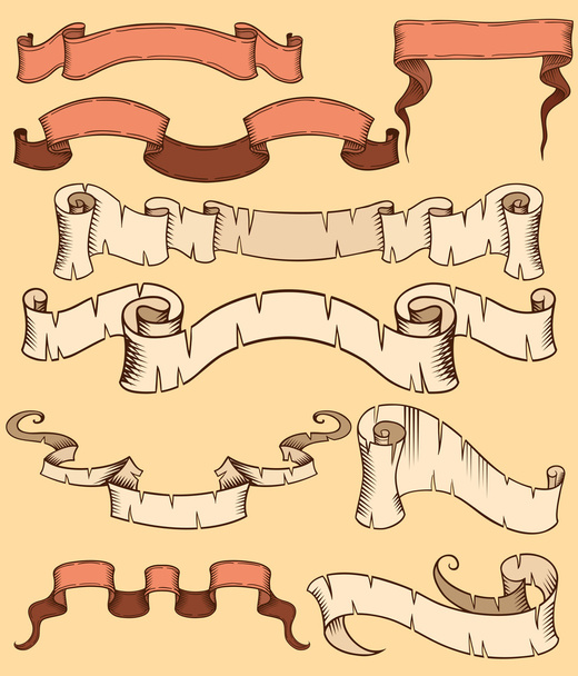 Set of ribbon old style - Vector, imagen