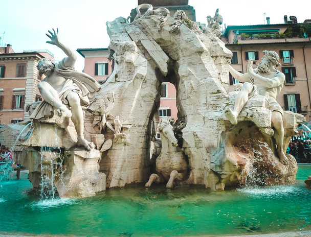 Piazza Navona. Fountain of the Four Rivers.Rome, Italy. - Fotografie, Obrázek