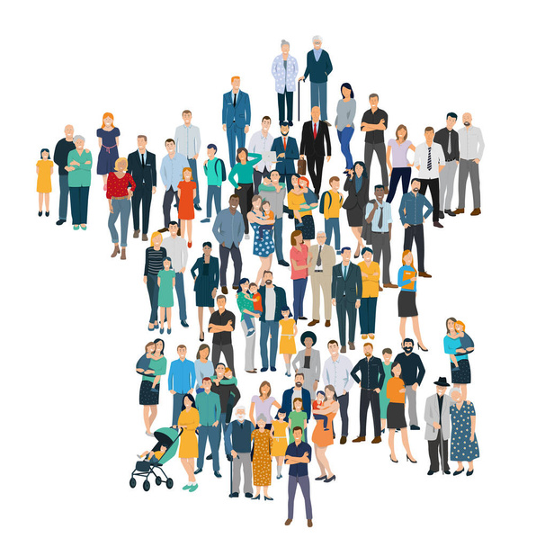 Vector illustration showing a crowd representing the population of France - Vector, Image