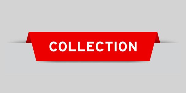 Etiqueta de color rojo insertada con colección de palabras sobre fondo gris - Vector, imagen