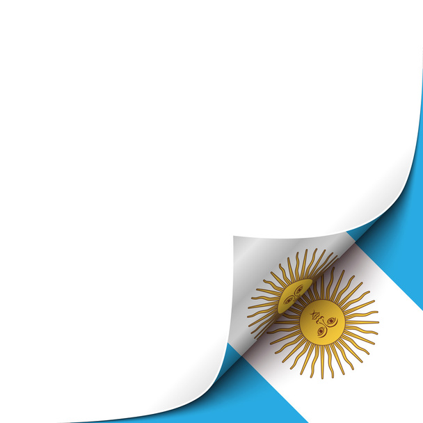 Argentianian bayrağı Background.Vector illüstrasyon kağıt köşede kıvrılmış - Vektör, Görsel