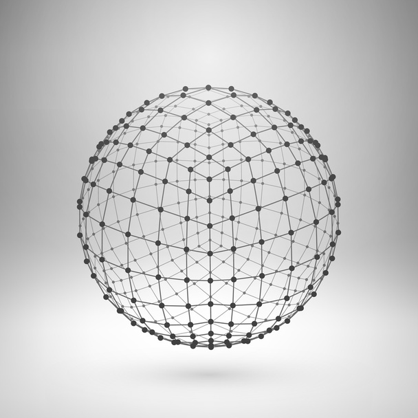 Wireframe mesh polygonal sphere. - Vector, Image