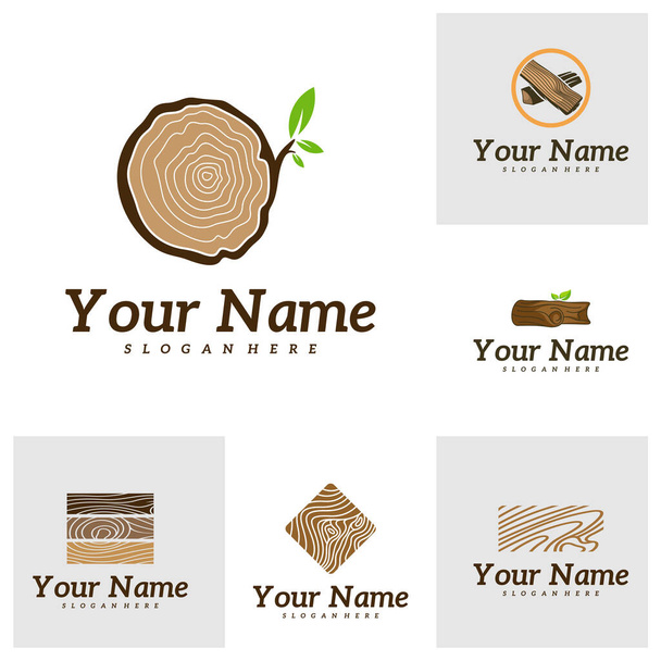 Набор дизайна логотипа Wood. Векторная иллюстрация логотипа Creative Wood. - Вектор,изображение