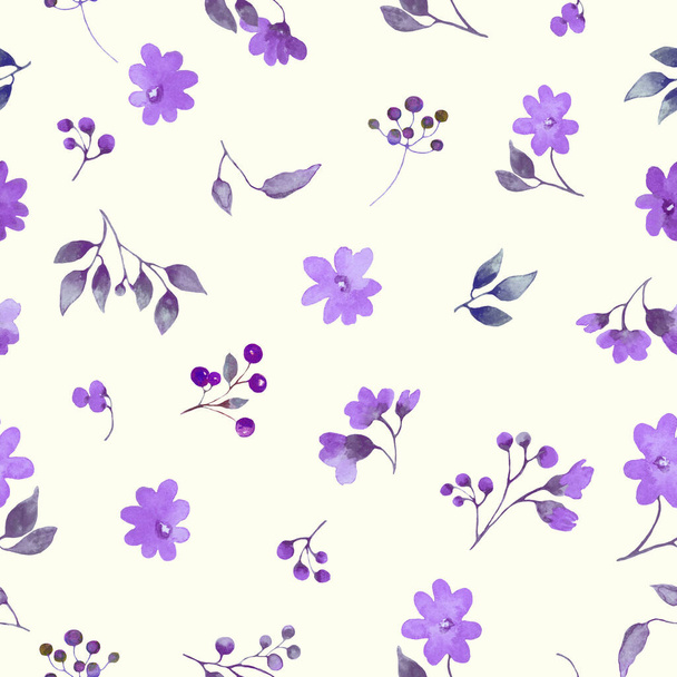 Υδατογραφία floral απρόσκοπτη μοτίβο. Χειροποίητη απεικόνιση που απομονώνεται σε λευκό φόντο. Διάνυσμα EPS. - Διάνυσμα, εικόνα