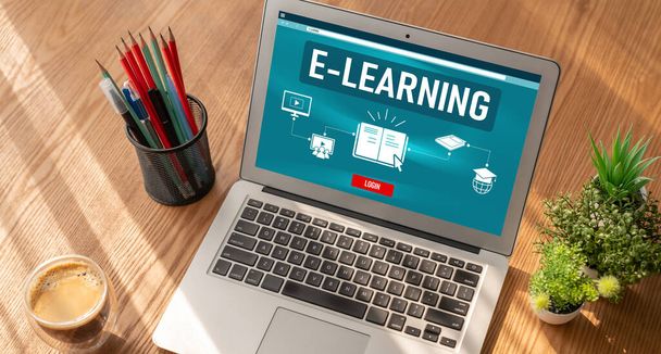Strona internetowa e-learningu z modish sofware dla studentów do nauki online w sieci internetowej - Zdjęcie, obraz