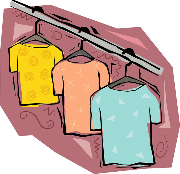 T Shirts on hangers. - Vektor, Bild