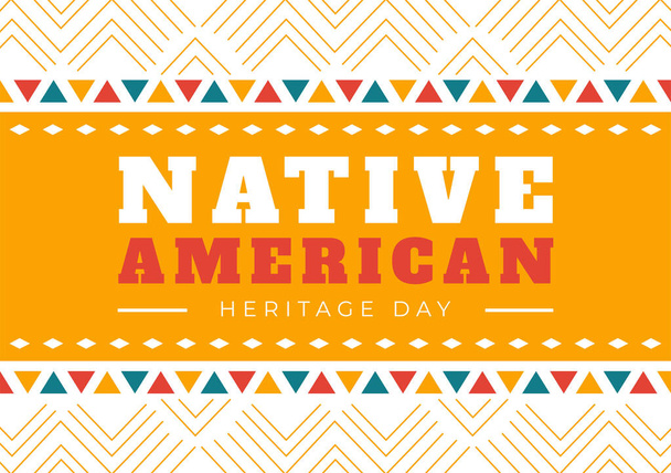 Векторная иллюстрация Дня индейского наследия с празднованием ежегодного Дня индейской культуры Америки в США на фоне вклада - Вектор,изображение
