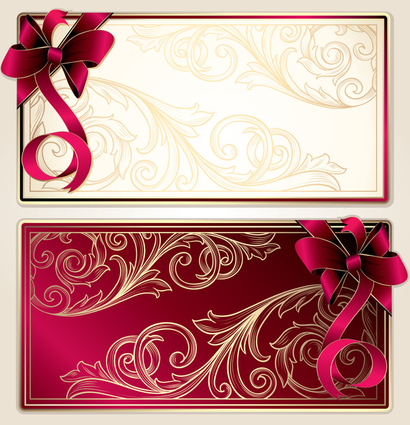 Greeting cards with bows - Vetor, Imagem